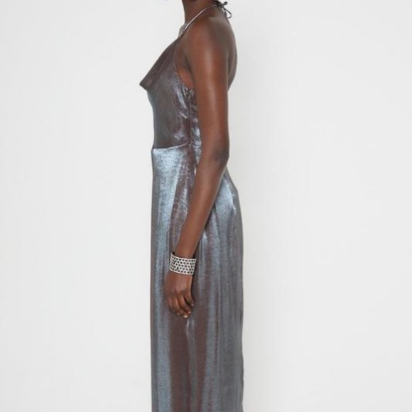 NWT Zara Silver Back Lace Slip Dress - Picture 4 of 7